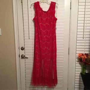 Red/Nude Lace Ballgown